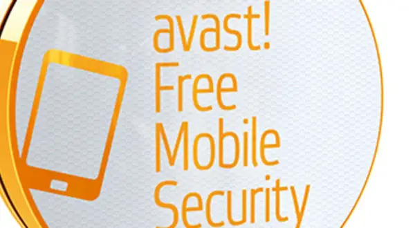 Pomarańczowy symbol telefonu i napis "avast! Free Mobile Security" na białym tle.
