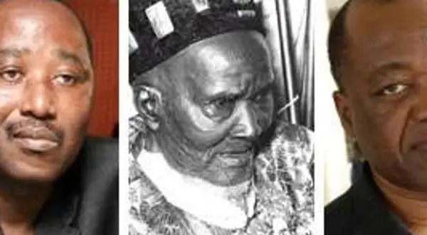 Trois portraits d'hommes, dont un ancien, évoquant l'origine Coulibaly.