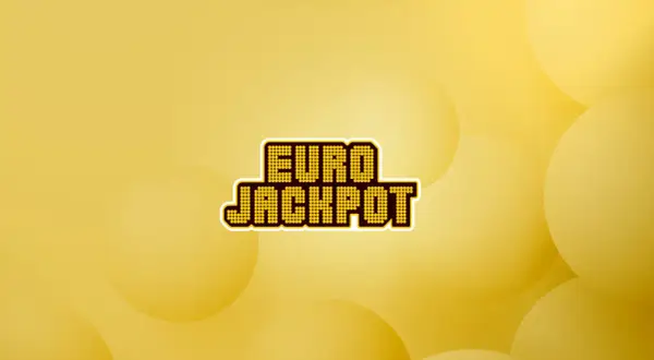 Logo Eurojackpot na żółtym tle z okręgami.