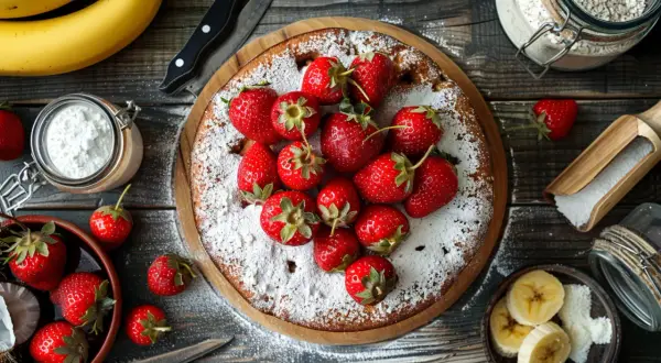 Ciasto z truskawkami bez cukru - Zdrowe ciasto z truskawkami