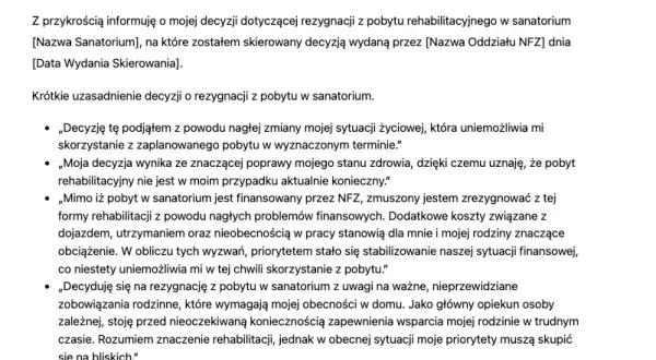 Jak bezpiecznie zrezygnować z sanatorium bez strat finansowych