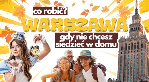 Co można robić w Warszawie? Młodzi ludzie cieszą się jesienią, a w tle Pałac Kultury.