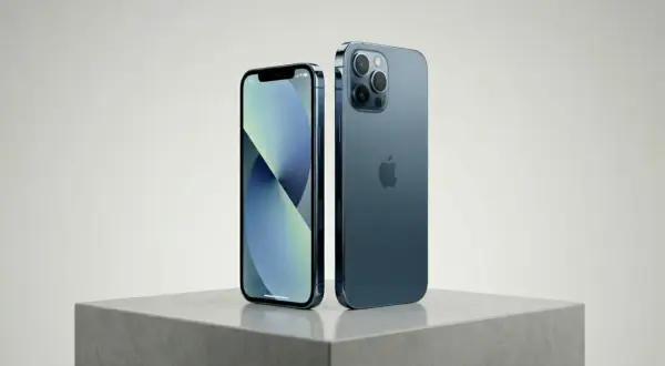 Dwa iPhone'y 12 Pro Max w kolorze grafitowym, jeden z przodu, drugi z tyłu. Poznaj ich wymiary.