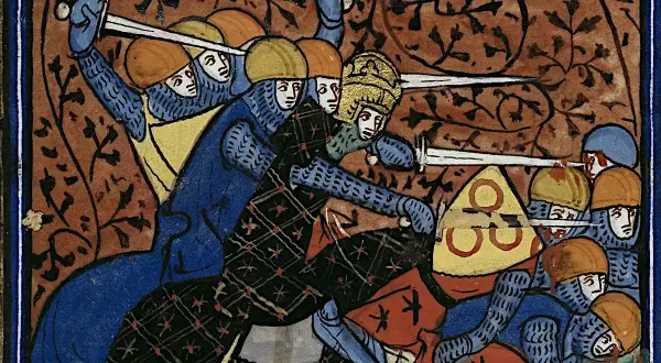 Rycerze w zbrojach walczą mieczami. Tak każe obyczaj, by bronić honoru i ziemi.