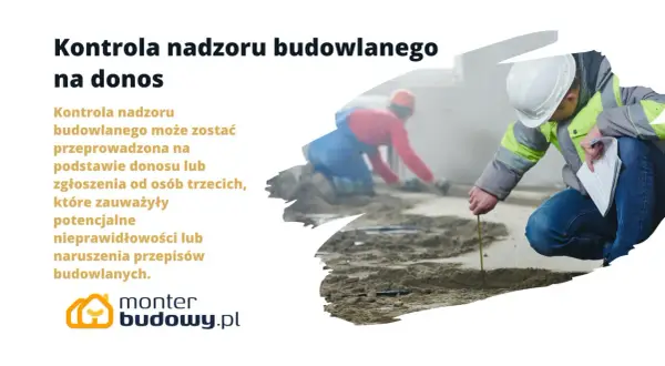 Inspekcja nadzoru budowlanego na donos sprawdza nieprawidłowości na budowie. Pracownicy w kaskach mierzą i dokumentują postępy.
