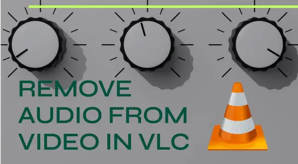Three knobs and a traffic cone graphic illustrate how to vlc convert to mp4 no audio.