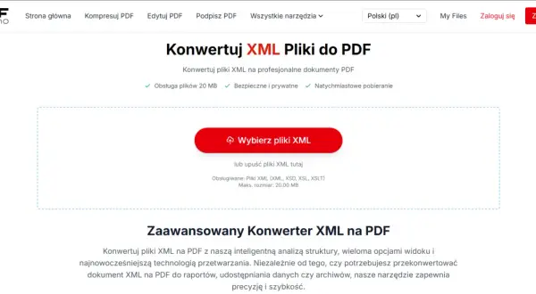 Konwerter XML na PDF. Przekształć pliki XML, np. wyciąg bankowy Santander, na profesjonalne dokumenty PDF.