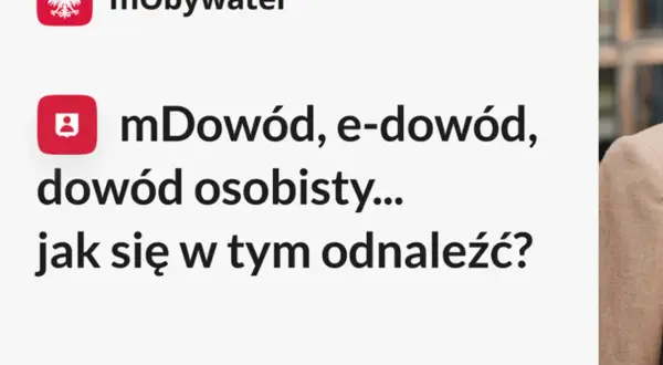 Grafika z logo mObywatel i tekstem: mDowód, e-dowód, dowód osobisty... jak się w tym odnaleźć?