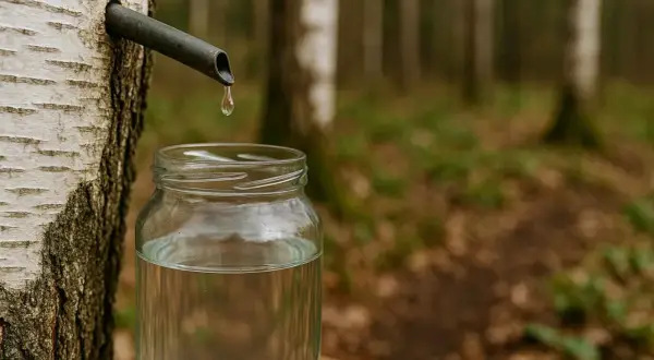 Kiedy zbiera się sok z brzozy, kropla po kropli spływa do słoika. Wiosenna natura budzi się do życia.