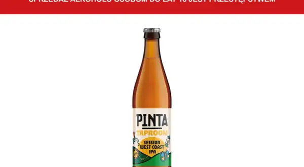 Butelka piwa Pinta Taproom Session West Coast IPA, jednego z piw z Lidla, na białym tle.