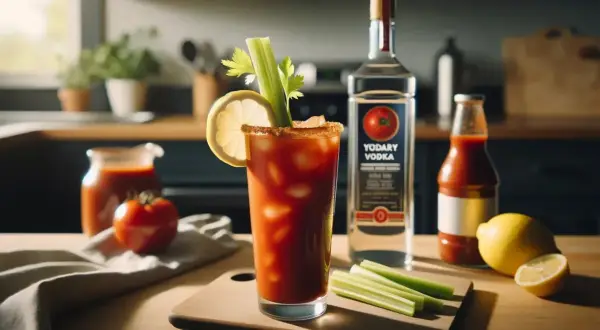 Przepis na drink Bloody Mary: wódka, sok pomidorowy, seler, cytryna i sos. Idealny na brunch!