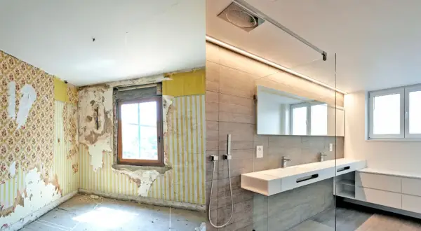 Avant/après : une salle de bain délabrée transformée en espace moderne. Quel budget pour refaire une salle de bain ?