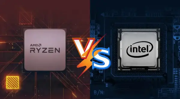 AMD Ryzen vs. Intel i5: Ein Duell der Prozessoren. Links der AMD Ryzen, rechts der Intel i5, beide auf ihren jeweiligen Mainboards.