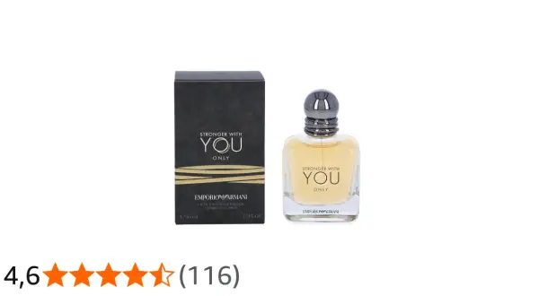 Perfumy Emporio Armani Stronger With You Only. Zestaw zawiera flakon i pudełko.