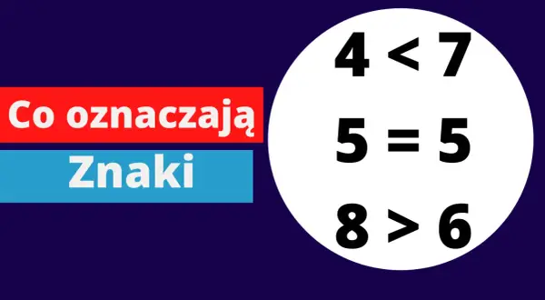Matematyczne znaki: 4<7, 5=5, 8>6 na białym tle.