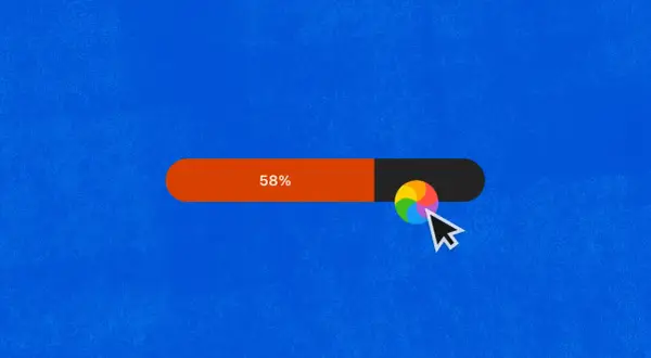 A loading bar shows 58% complete, with a spinning beach ball cursor indicating a frozen After Effects project.
