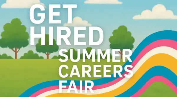 Get hired! Explore summer careers at this vibrant fair. Find your perfect summer fest jobs with this colorful invitation.