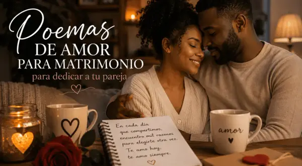 Para niego: zmysłowe wiersze dla niego. Para kochająca się, kubki z napisem "amor", róża i prezent.