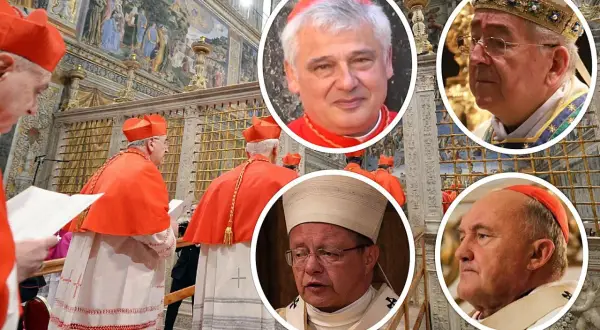 Kardynałowie w Polsce, ich liczba jest nieznana, ale na zdjęciu widzimy kilku z nich w szatach liturgicznych.
