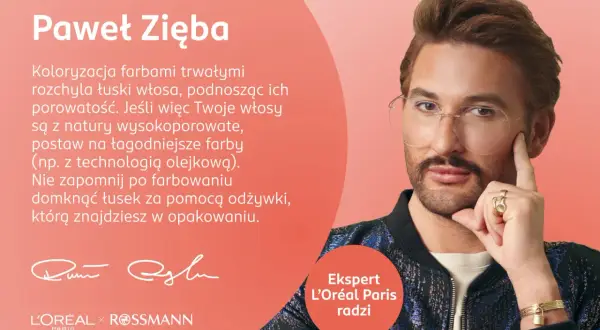 Paweł Zięba radzi, jak dbać o włosy wysokoporowate po koloryzacji. Ekspert L'Oréal Paris podpowiada, jak wykonać test na porowatość włosów.