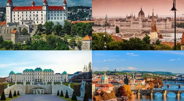 Bratysławski zamek, węgierski parlament, pałac w Wiedniu i praskie mosty – cztery piękne stolice Europy.