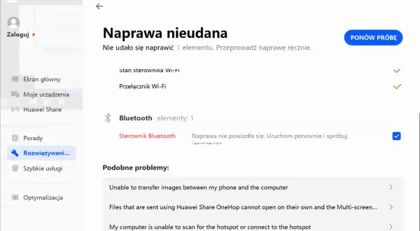 Naprawa nieudana sterownika Bluetooth. Włącz Bluetooth w Windows 11, uruchamiając ponownie.