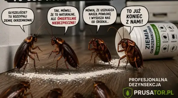 Karaluchy panikują, bo rozsypano ziemię okrzemkową. To śmiertelnie niebezpieczne dla owadów, skutecznie je zwalcza.