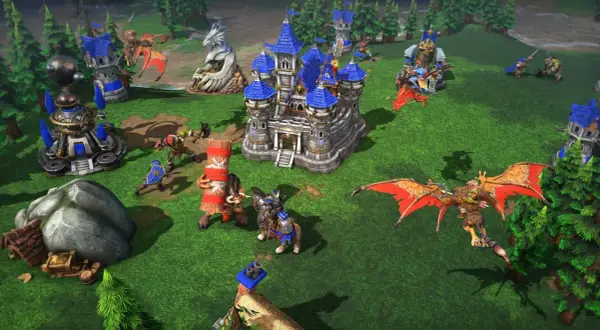 Warcraft 3 Reforged Release: Orcs und Menschen kämpfen um die Vorherrschaft in einer detailreichen Schlacht.