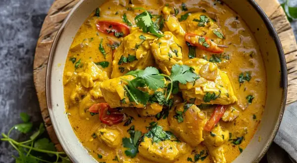 En krämig kycklingcurry med chili och koriander. Ett perfekt currysås recept för en smakrik middag.