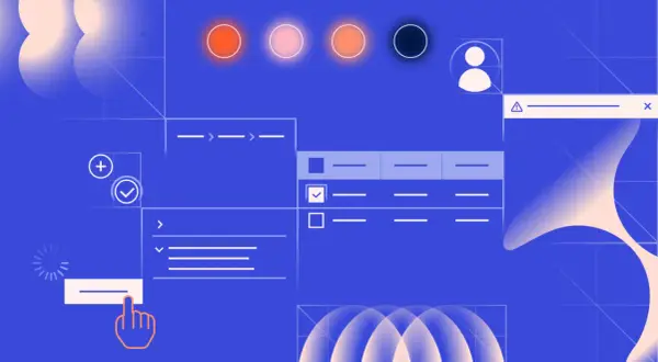 Interfaz de usuario con elementos de diseño, como un botón de búsqueda, que muestra cómo funciona un motor de búsqueda.