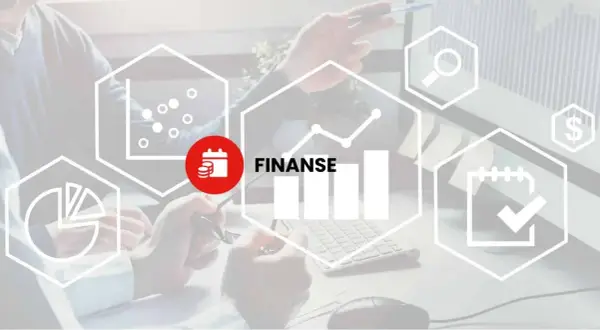 Analiza finansów i podatków pośrednich. Ikony symbolizują analizę danych, wykresy, pieniądze i terminy.