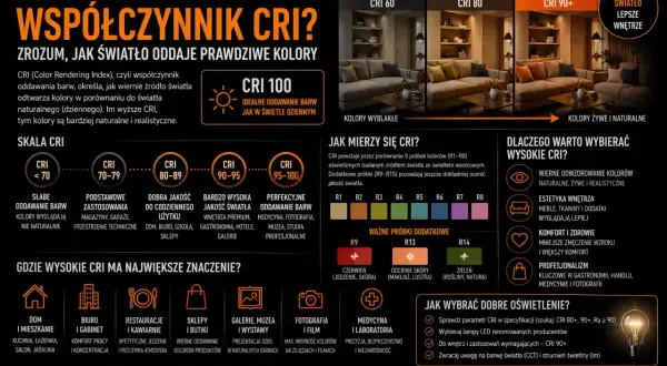 Wysoki CRI 80+ zapewnia naturalne kolory i lepsze wnętrza. Wybieraj mądrze światło z wysokim CRI!