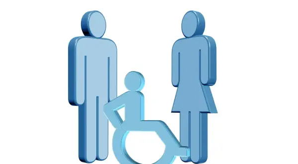 Familie mit Rollstuhl-Symbol. Informationen zu schwerbehindertenausweis krankheiten tabelle.
