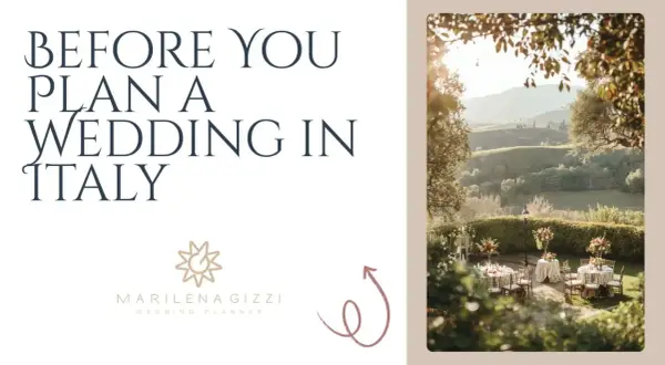 Prima di pianificare un matrimonio in Italia, scopri idee originali per l'intrattenimento matrimonio. Paesaggio toscano con tavoli allestiti.