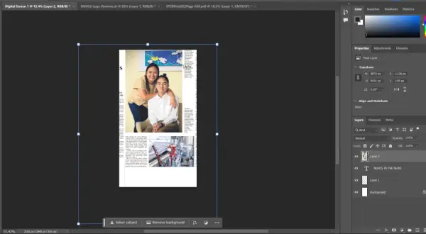 Jak zmienić rozdzielczość zdjęcia w Photoshopie? Widok panelu Transformacji z wymiarami obrazu.