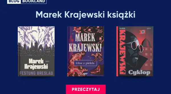 Okładki książek Marka Krajewskiego: "Festung Breslau", "Głos z piekła" i "Cyklop".