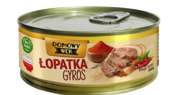 Puszka Łopatka Gyros. Zastanawiasz się, ile może stać gyros w lodowce? Ten produkt jest gotowy do spożycia.