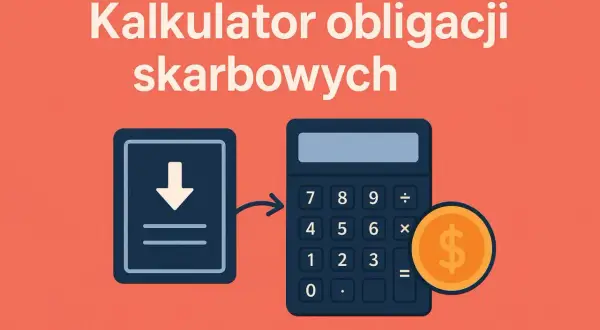 Kalkulator obligacji skarbowych pomoże Ci jak obliczyć zysk z obligacji skarbu państwa. Ikona pobierania i kalkulator z monetą.