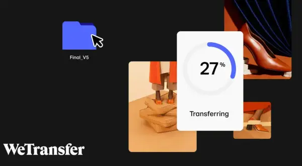 Przesyłaj pliki za darmo po polsku z WeTransfer. Folder "Final_V5" jest przesyłany, postęp 27%.