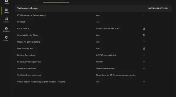 NVIDIA Control Panel: Globale Grafikeinstellungen für RTX 4080, G-SYNC und mehr.