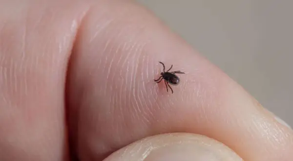 Mały kleszcz na ludzkiej skórze. Zastanawiasz się, jak długo kleszcz siedzi w skórze? Im szybciej go usuniesz, tym lepiej.