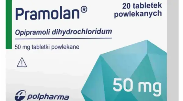 Opakowanie leku Pramolan 50 mg, zawierające 20 tabletek powlekanych. Szukasz zamienników Pramolan?