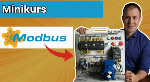 Mini-kurs o komunikacji modbus rtu. Na zdjęciu widać schemat połączeń i sprzęt do nauki.