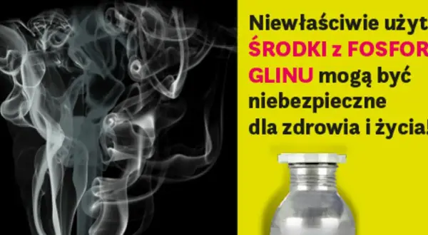 Dym i ostrzeżenie: niewłaściwie użyte środki z fosforkiem glinu mogą być niebezpieczne dla zdrowia i życia.