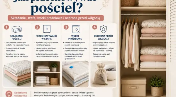 Jak przechowywać pościel: składanie, szafa, worki próżniowe i ochrona przed wilgocią. Porady dotyczące organizacji i przechowywania tekstyliów.
