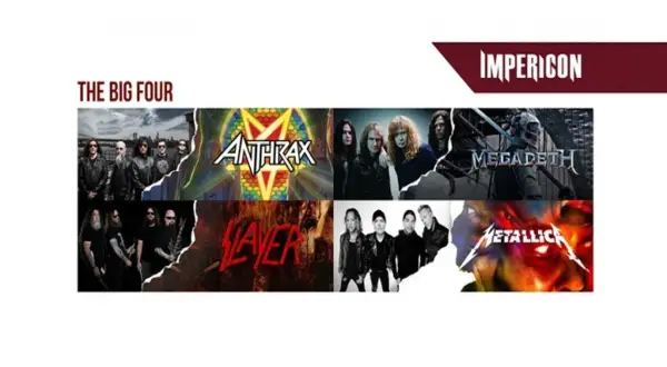 Die Big Four: Anthrax, Megadeth, Slayer und Metallica – die besten Metal Bands aller Zeiten.