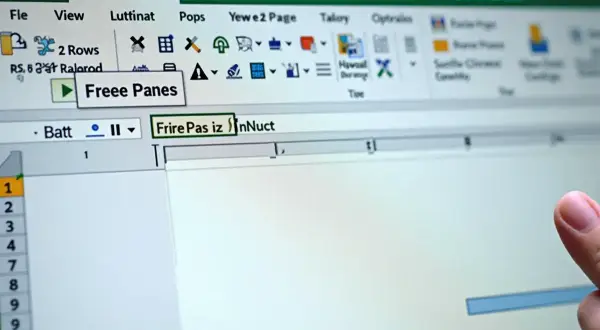 Jak zablokować wiersz w Excelu? Kliknij "Freee Panes" w menu Widok, aby zamrozić wiersze i kolumny.