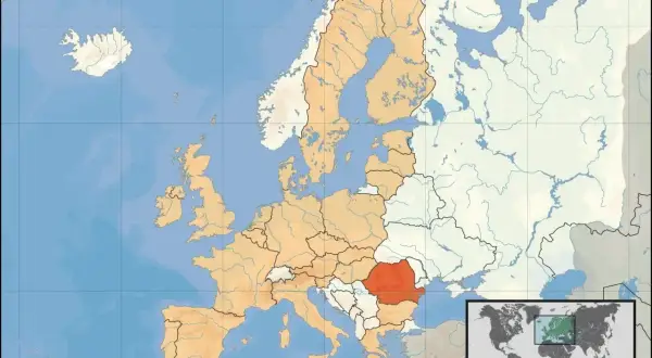 Mapa Europy z zaznaczoną Rumunią. Gdzie jest bukareszt? Właśnie tam, w tym wyróżnionym kraju.