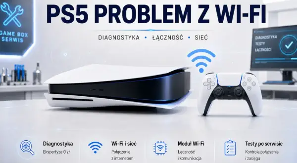 Playstation 5 z problemem z Wi-Fi. Serwis Game Box oferuje diagnostykę, naprawę modułu Wi-Fi i testy połączenia.