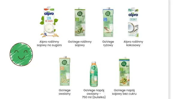 Szukasz jogurtu sojowego? Sprawdź ofertę Biedronki: Alpro, GoVege sojowy, ryżowy, kokosowy, owsiany i napoje sojowe.